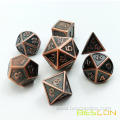 Bescon Heavy Duty Old Bronze Solid Metal Dice Set, Ancient Metallic Polyhedral D&D RPG Game Dice 7pcs Set